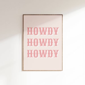 Pink Howdy Poster Print, Preppy Western Wall Art, Cowgirl Print, Pink Howdy, Printable Poster, Preppy Decor