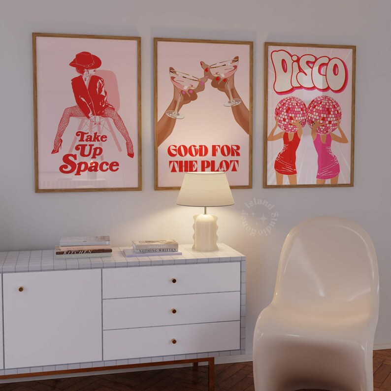 Take Up Space, Feminist Art Print, Girl Power, Cute Fashion Prints, Dorm Decor, Trendy Wall Art, Retro aesthetics, y2k decor, Girly Wall Art