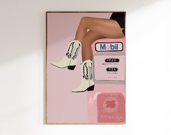 Western Pink print, Cowgirl Boots Art, Preppy prints,