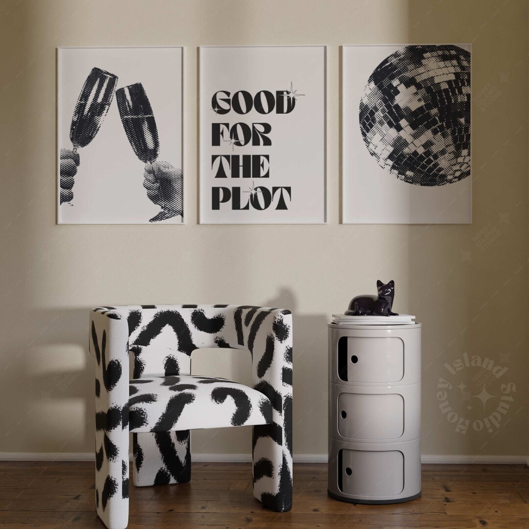 Retro Disco Wall Art Print Set, Black and White (digital Download) - Etsy