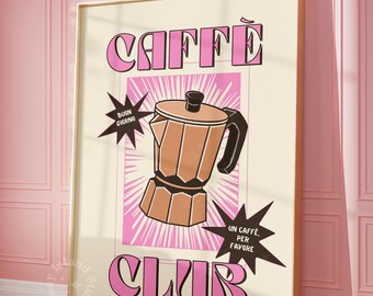 Retro-Moka-Kanne-Druck: Italienische Kaffeehaus-Küchenkunst (UNGERAHMT)
