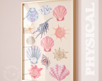 Coastal cowgirl print, seashell art, beach house beachy room surf poster preppy dorm decor apartment wall art, UNFRAMED