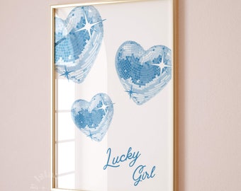 Lucky Girl Disco Heart Print - Y2K Dorm Decor