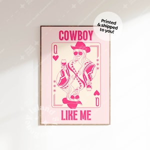 Impresión de "Vaquero como yo", tarjeta de Reina de Corazones, póster rosa de "Vaquero como yo", decoración para dormitorio, arte mural de carrito de póquer