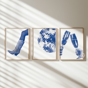 3er Set Prints, Taylor, Navy Funky Prints, Groovy Poster, Wohnheim Dekor, Preppy Wand Dekoration, Digitaler Download, Sofort Download
