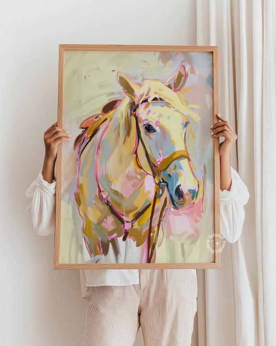 Abstract Horse Painting: Modern Ranch Style Wall Art - UNFRAMED