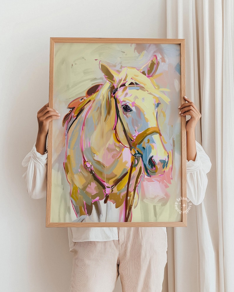 Horse Painting Wall Art, Abstract Western Print, Modern Cowgirl Poster, Ranch Style Wall Decor, Trendy Cowgirl Decor, UNFRAMED