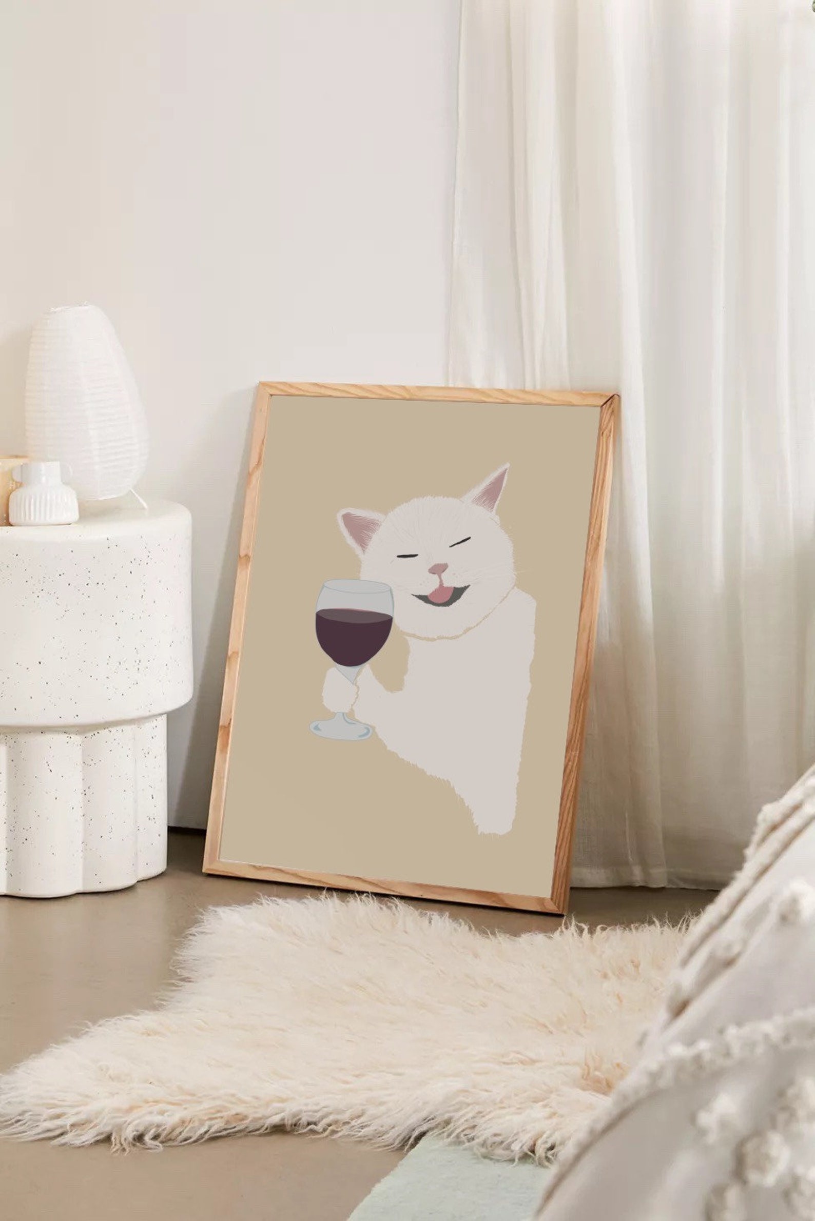 Wine Cat Printable Art Wine Cat Poster Drunk Cat Print Cat - Etsy