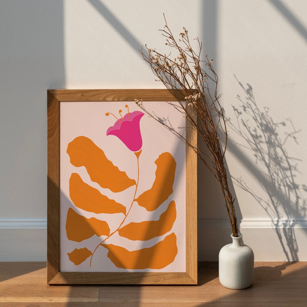 Orange Pink Floral Print, Botanical Wall Art (digital Download) - Etsy