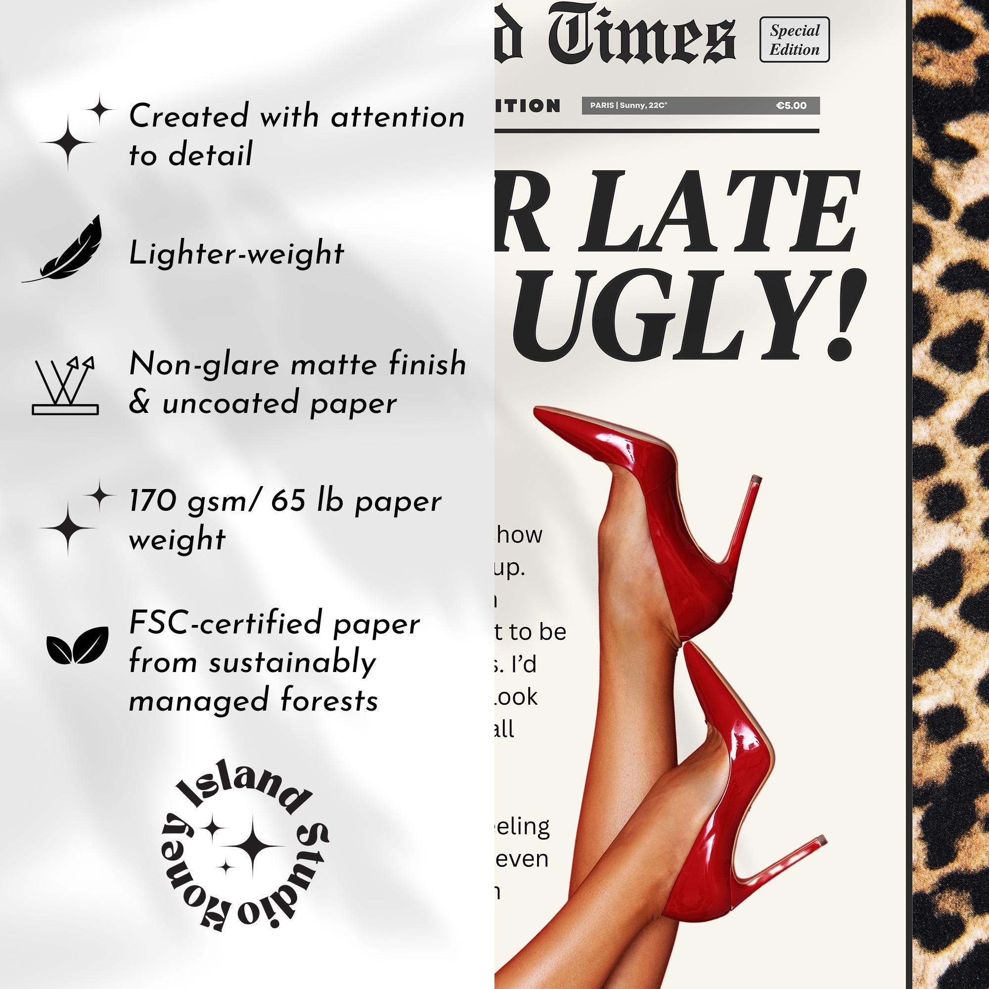 Better Late than Ugly Print, Bathroom wall art, Leopard Wall Art, Funny Bathroom Decor, Glam Quote Poster, Retro Aesthetic Wall Art UNFRAMED