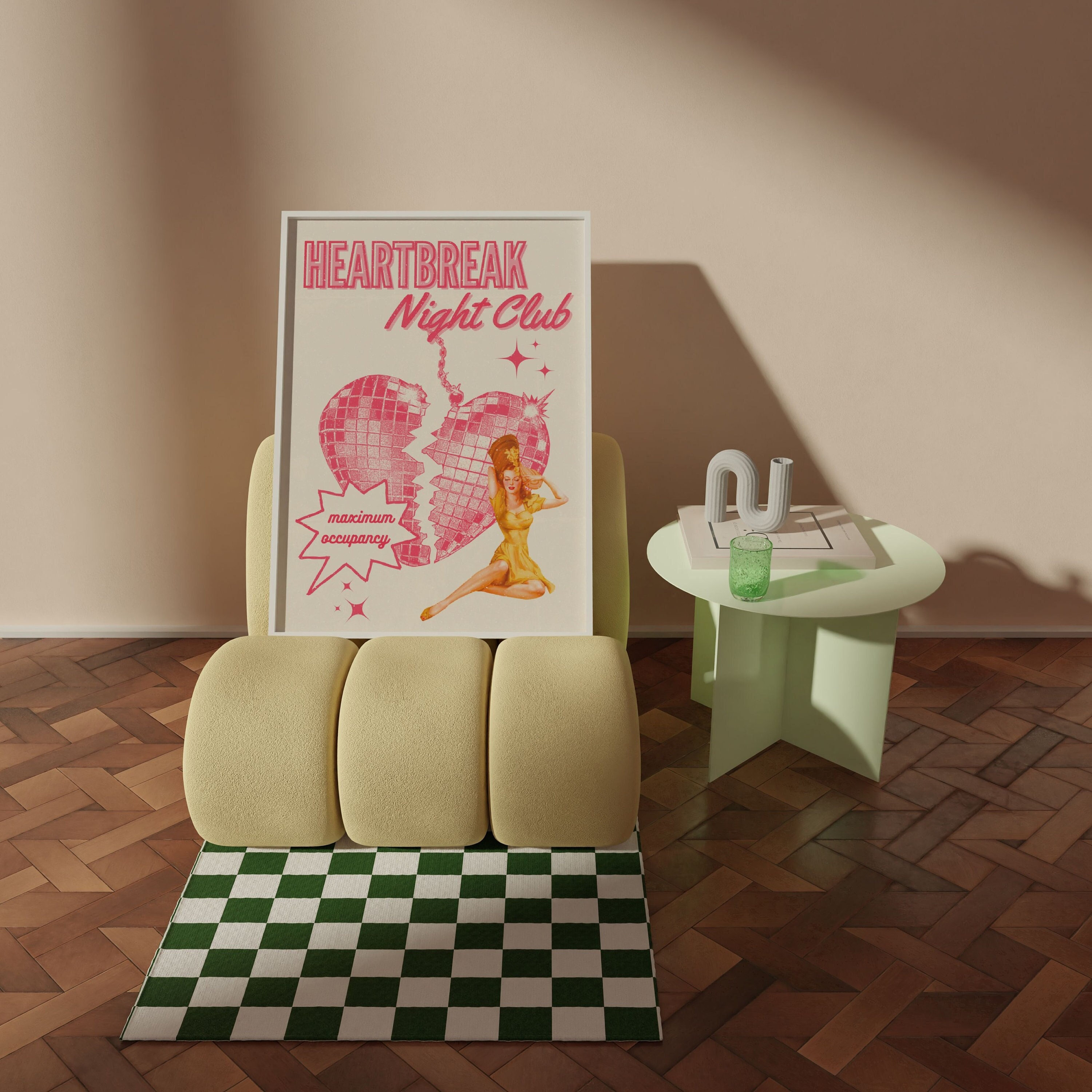 ハートブレイク・ディスコ・ポスター、ガーリーな寮の部屋の装飾