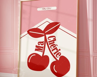 Cartel de Cherry 'Ma Chérie': arte de pared retro funky