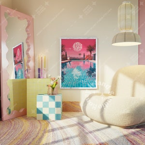 Pink Bows Coquette Poster Set - 4 Piece Disco Ball & Butterfly Wall Art, 8x12 Inch Unframed