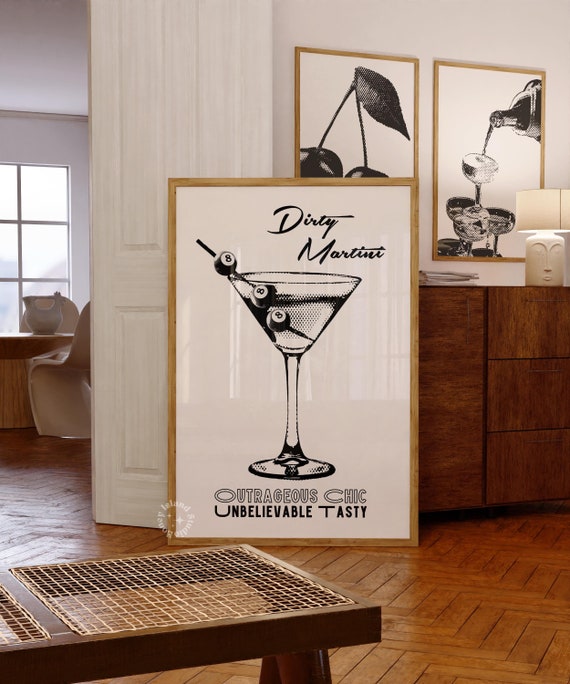 8 Ball Martini Print, Retro Bar Cart Wall Art (UNFRAMED) - Etsy