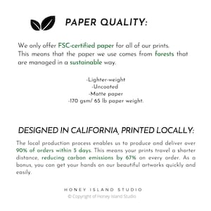 May include: White background with text about paper quality, including FSC-certified paper, lighter weight, uncoated, and matte paper. The text also mentions the paper weight is 170 gsm/65 lb. The text also states the products are designed in California and printed locally.