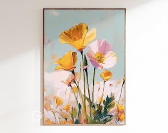 California Poppy Art Print | Botanical Floral Wall Art (Unframed)