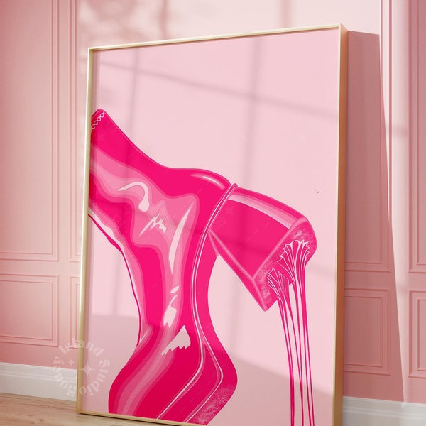 Disco Kicks Print, Funky Prints,  Pink Disco Boots, Groovy Posters, Pink Retro Wall Art, Trendy Wall Art , Preppy Dorm Decor