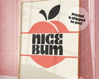Nice Bum Peach Print, Retro Bathroom Wall Art