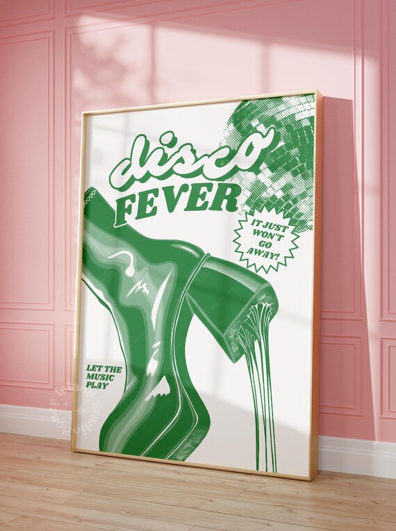 Disco Fever Print | Green Retro Y2K Wall Art - Unframed Poster