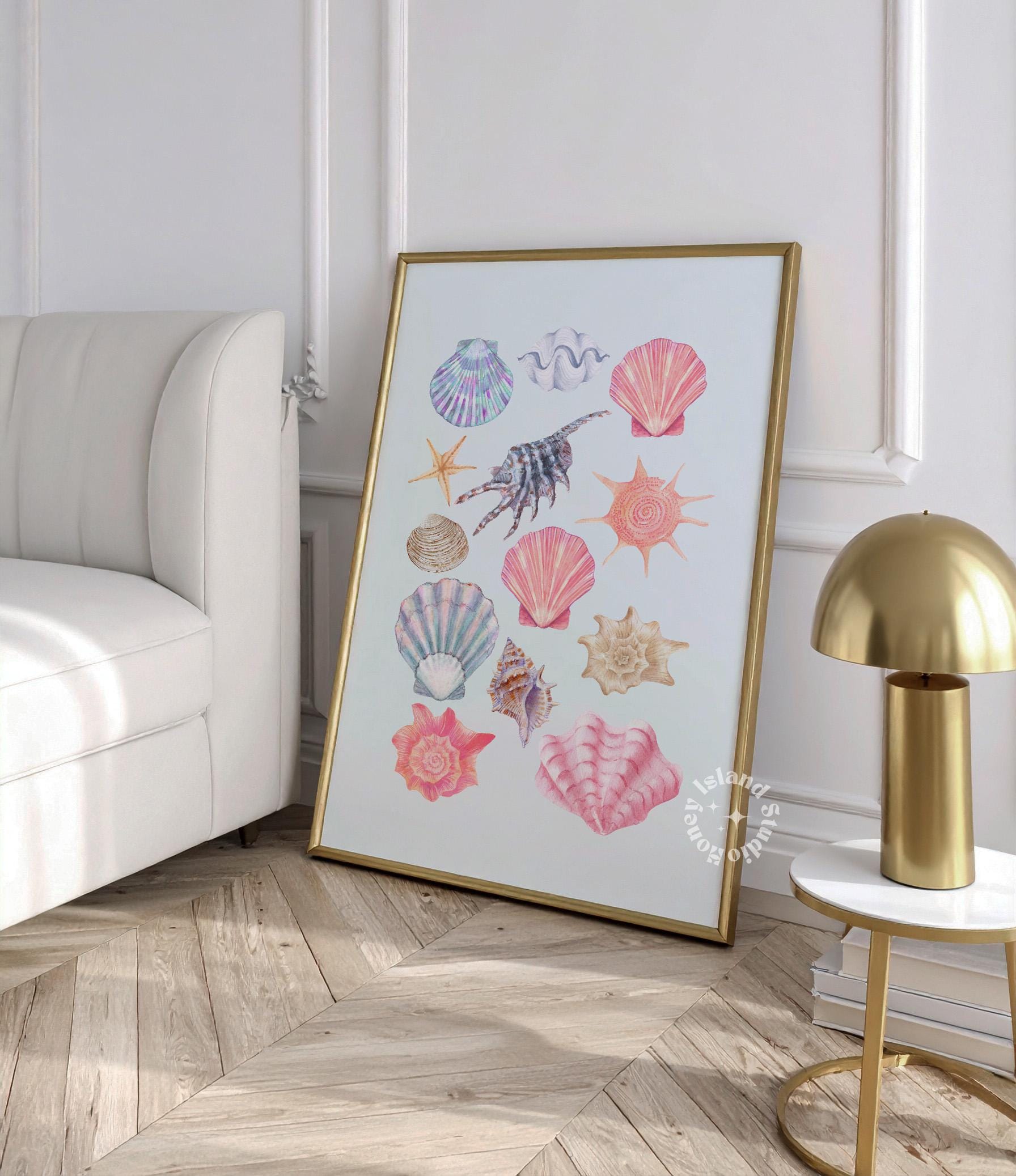 Blue Seashell Art Print: Coastal Cowgirl Room Decor (UNFRAMED) - Etsy