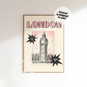 London Boy Poster, Funky Girly Print, Bar Cart Wall Art, Retro Wall Art, Funky Dorm Decor, Music Posters, Pink Apartment Decor