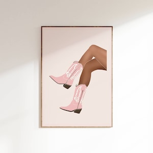 Pink Rodeo Poster Print, Preppy Western Wall Art, Cowgirl Poster, Pink Cowboy Boots, Printable Poster, Preppy Decor, Trendy Wall Art Prints