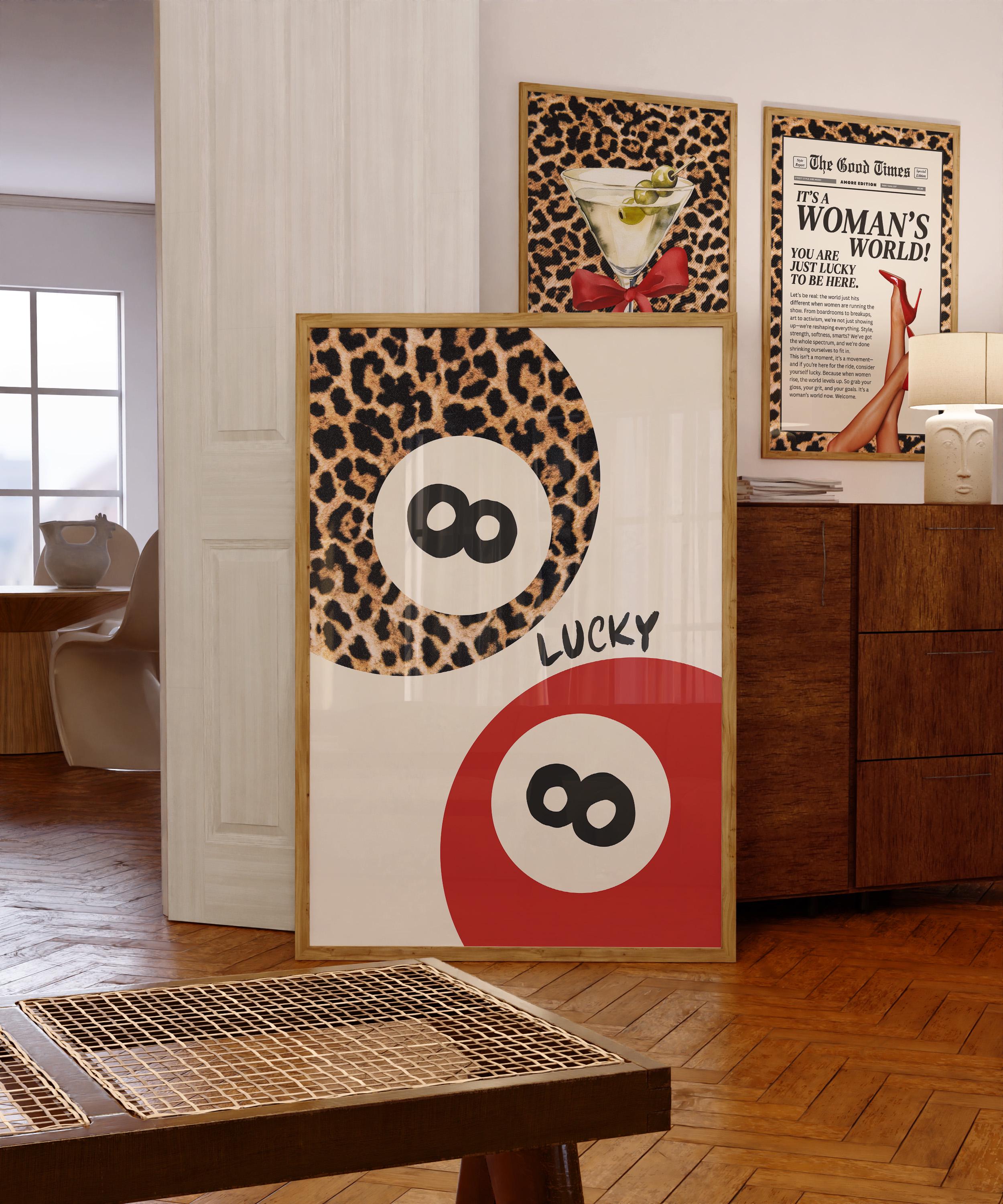 Lucky 8 Ball Art Print: Retro Leopard Decor (UNFRAMED) - Etsy