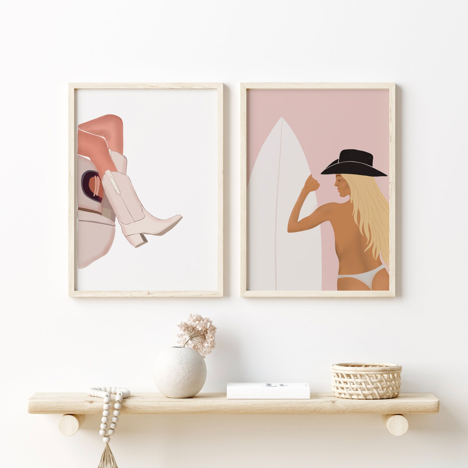 Surfer Girl Print Blonde Wall Art Cowgirl Beach Girl Surf Etsy