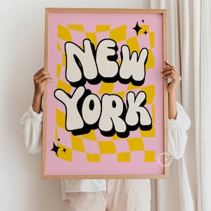 New York Wall Art Print, New York Funky Print, Retro New York Wand Dekor, Wohnung Dekor, New York Poster, New York Poster, ungerahmt