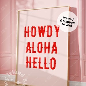 Aloha Howdy Print Coastal Cowgirl Decor Western Wall Art Text Poster Coastal Cowgirl Aesthetic Trendy Wall Art