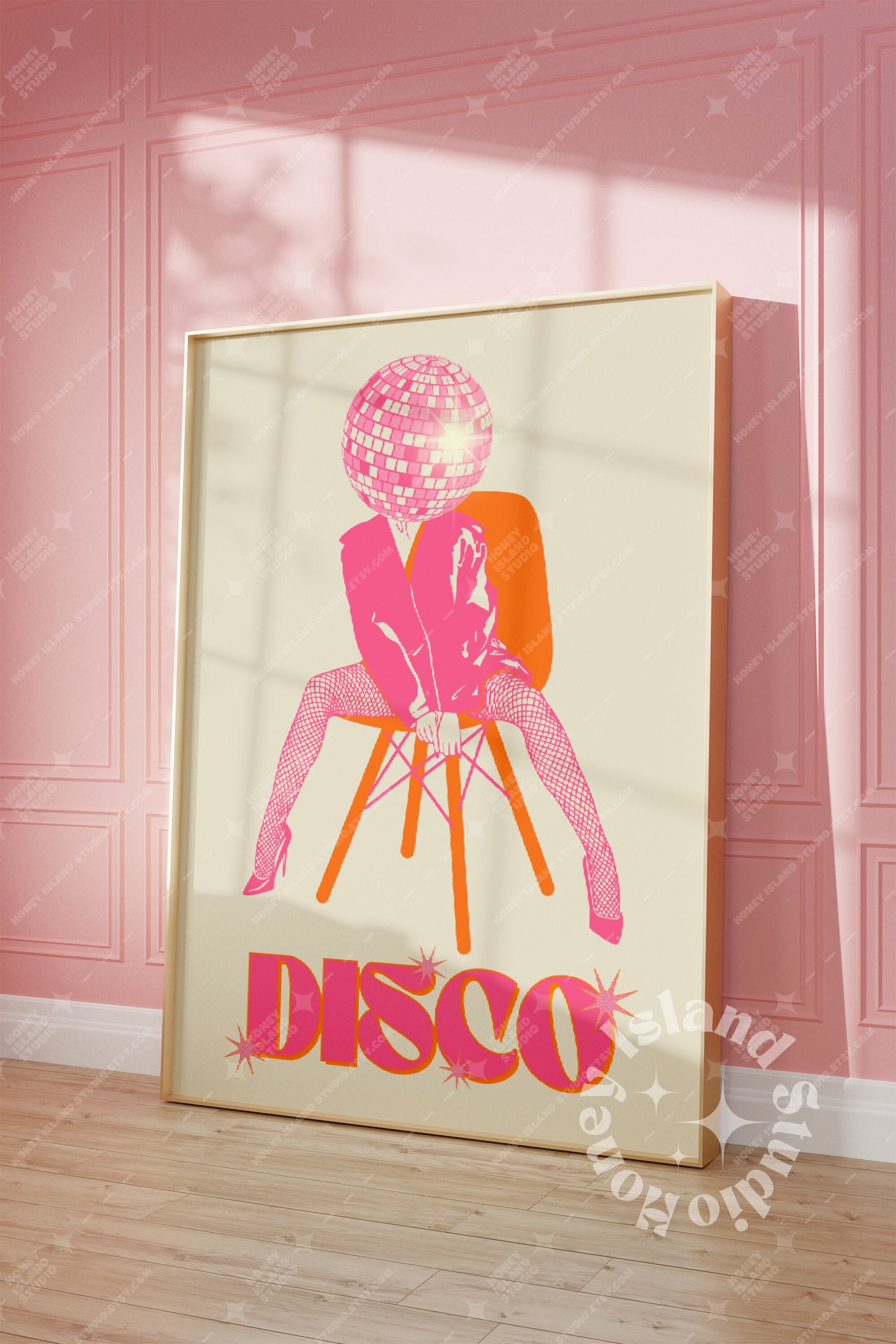 Disco Ball Wall Art, Pink Disco Ball Poster, Pink Wall Decor, Hot  Pinkdisco, Shining Disco Ball, Preppy Wall Art, Printed Poster 