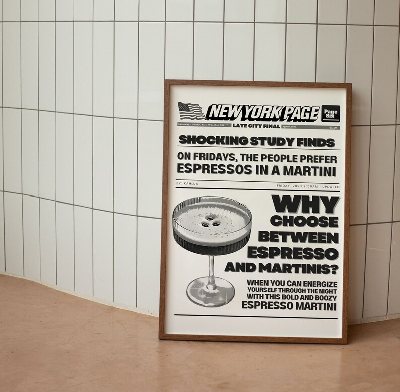 Trendy Headline Poster New York News Wall Art Espresso Etsy