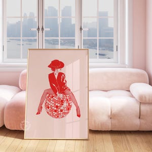 Wydruk Disco Cowgirl, Wydruki Retro Disco, Sztuka ścienna Funky Disco, , plakat Y2K estetyczny wystrój pokoju, muzyka, sztuka ścienna, barek, wystrój akademika BEZ RAMY