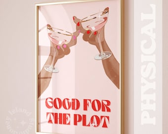 Pink Champagne Toast Print, Trendy Bar Cart Wall Art