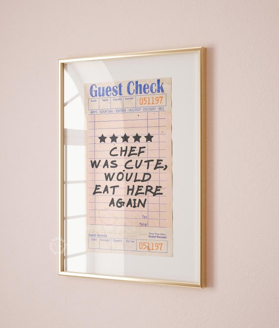 Trendy Guest Check Chef Poster, Bar Cart Prints
