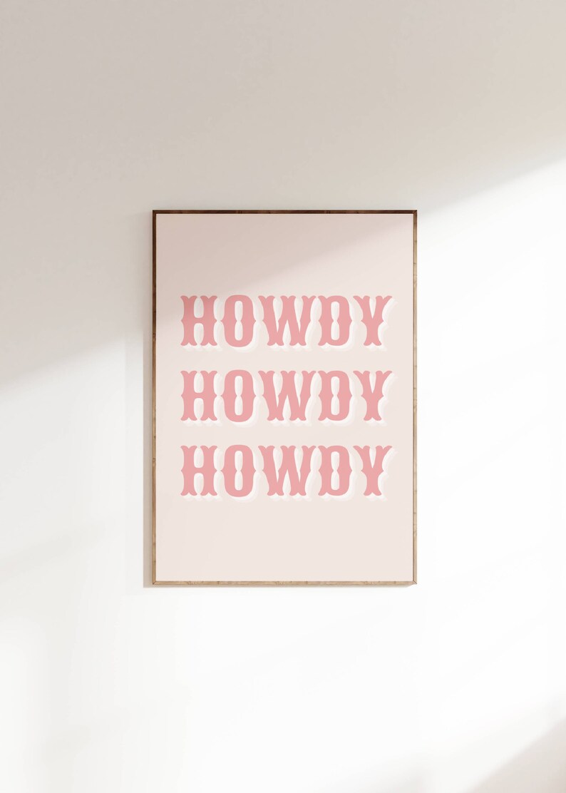 Pink Rodeo Howdy Poster Print, Set of 2, Preppy Western Wall Art, Cowgirl Poster, Pink Cowboy Boots, Printable Poster, Preppy Decor,