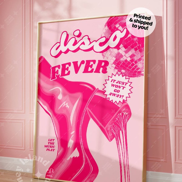 Disco Kicks, Disco Hot Pink Poster, Funky Disco Poster, Retro Disco Poster, adrette Wandkunst,