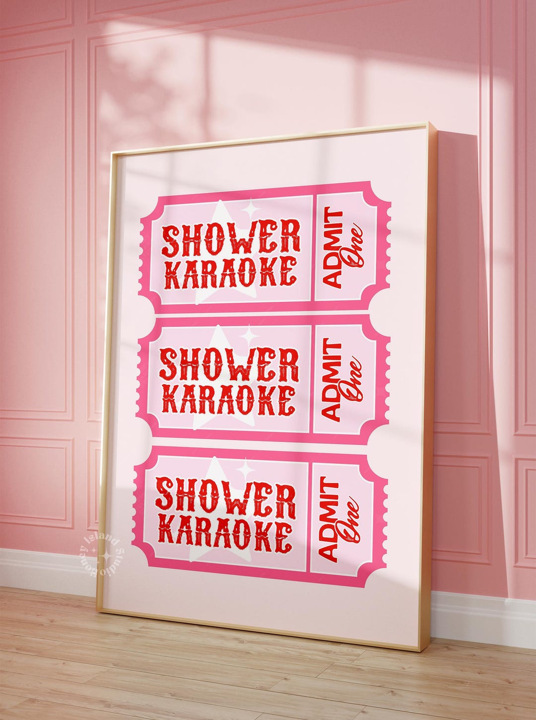 Shower Karaoke Bathroom Print, Shower Karaoke Ticket, Admit One Pink ...