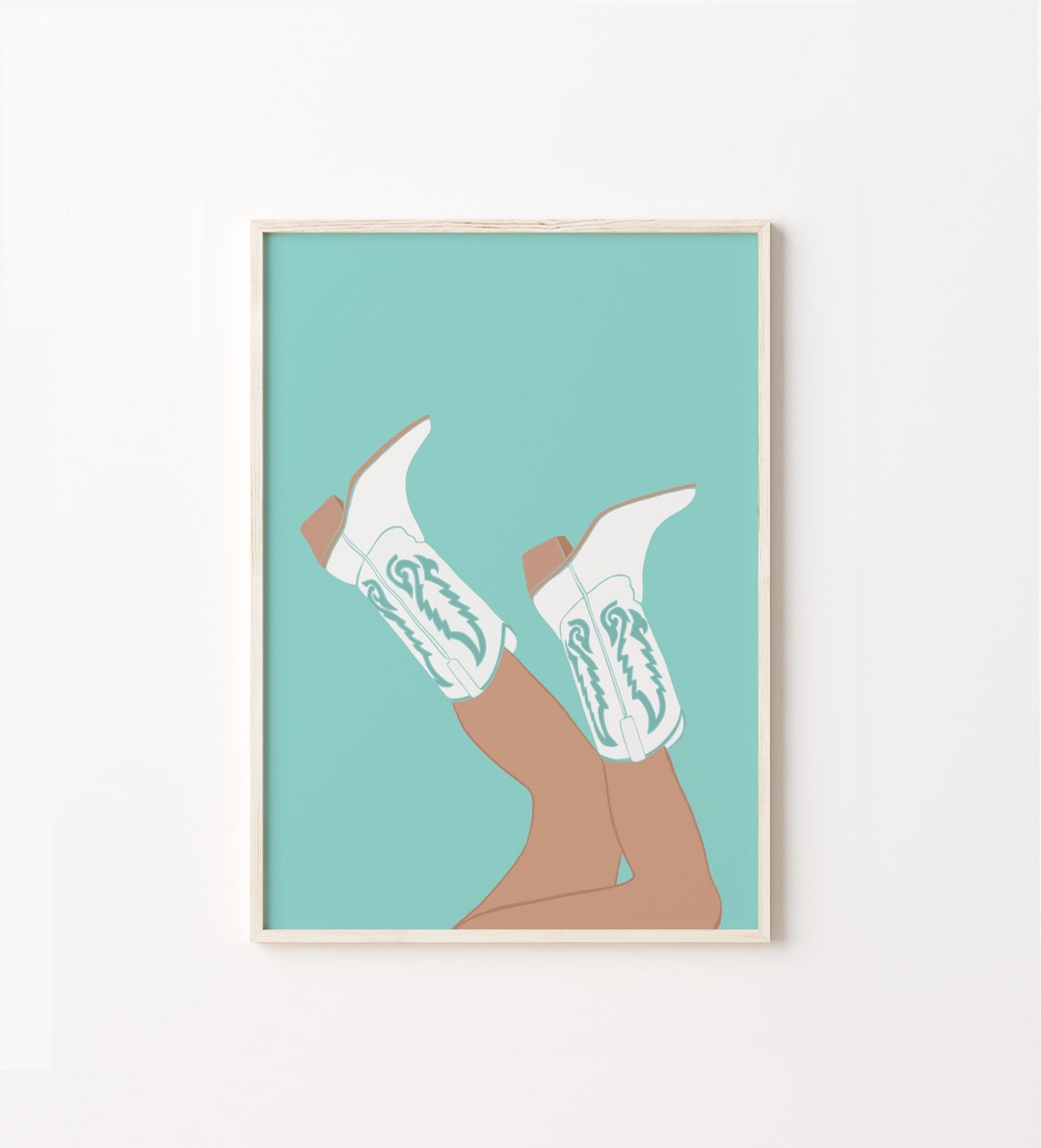 Turquoise Rodeo Print Preppy Western Wall Art Cowgirl - Etsy