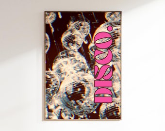 Retro Disco Ball Print, Groovy 70s Dorm Decor (Digital Download)