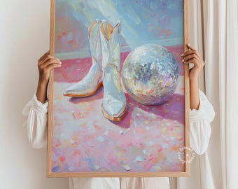 Disco Cowgirl Boots Art Print UNFRAMED