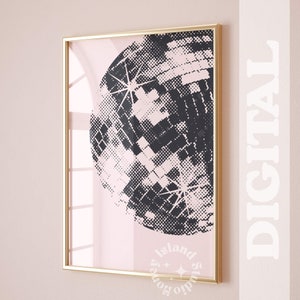 Disco Ball Print, Retro Mirror Ball, Preppy Room Decor, Groovy Poster, Bar Cart Art,  Maximalist Decor, Girly Wall Art,Instant Download