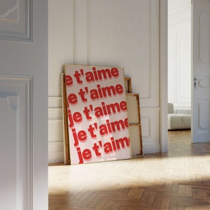 Je T'aime Print, French Pink Print, Je T'aime Printable Wall Art, Cool ...