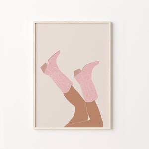 Pink Rodeo Poster Print, Preppy Western Wall Art, Cowgirl Poster, Pink Cowboy Boots, Printable Poster, Preppy Decor, Trendy Wall Art Prints