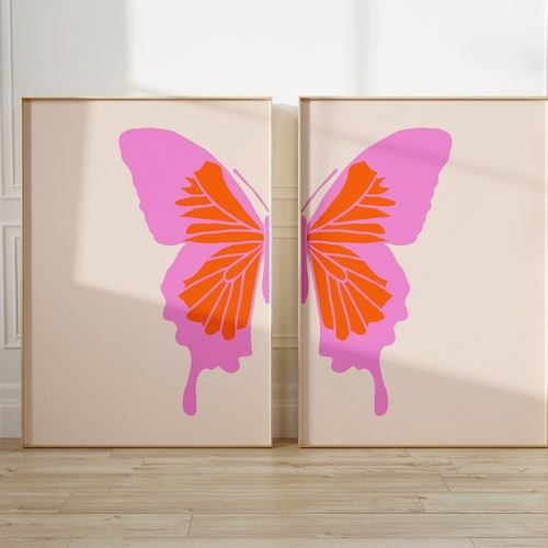Vintage Butterfly Print Set of 6 Butterfly Wall Art - Etsy