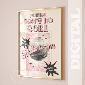 Lustig Badezimmer Kunstdruck, Retro Pastell rosa Dekor (digitaler Download)