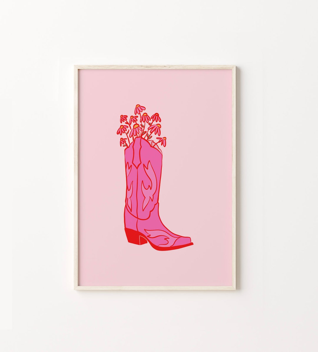 Western Boot Pink Printable Art Pink Cowgirl Wall Art - Etsy