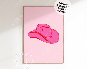 Rosa cowgirlhatttryck, västerländsk studentrumsdekor