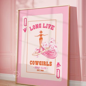 Coastal Cowgirl Print: Pink Western Wall Art