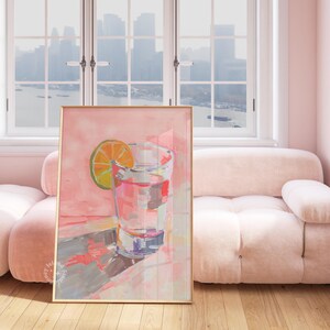 Tequila print tequila shot bar cart decor preppy dorm decor alcohol retro wall art trendy apartment maximalist funky home decor UNFRAMED